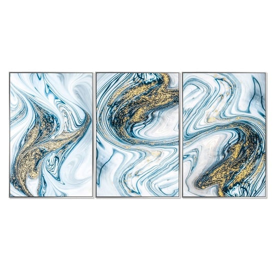 Acrylic Framed Pictures Aqua Marble Effect (Set Of Three)_1